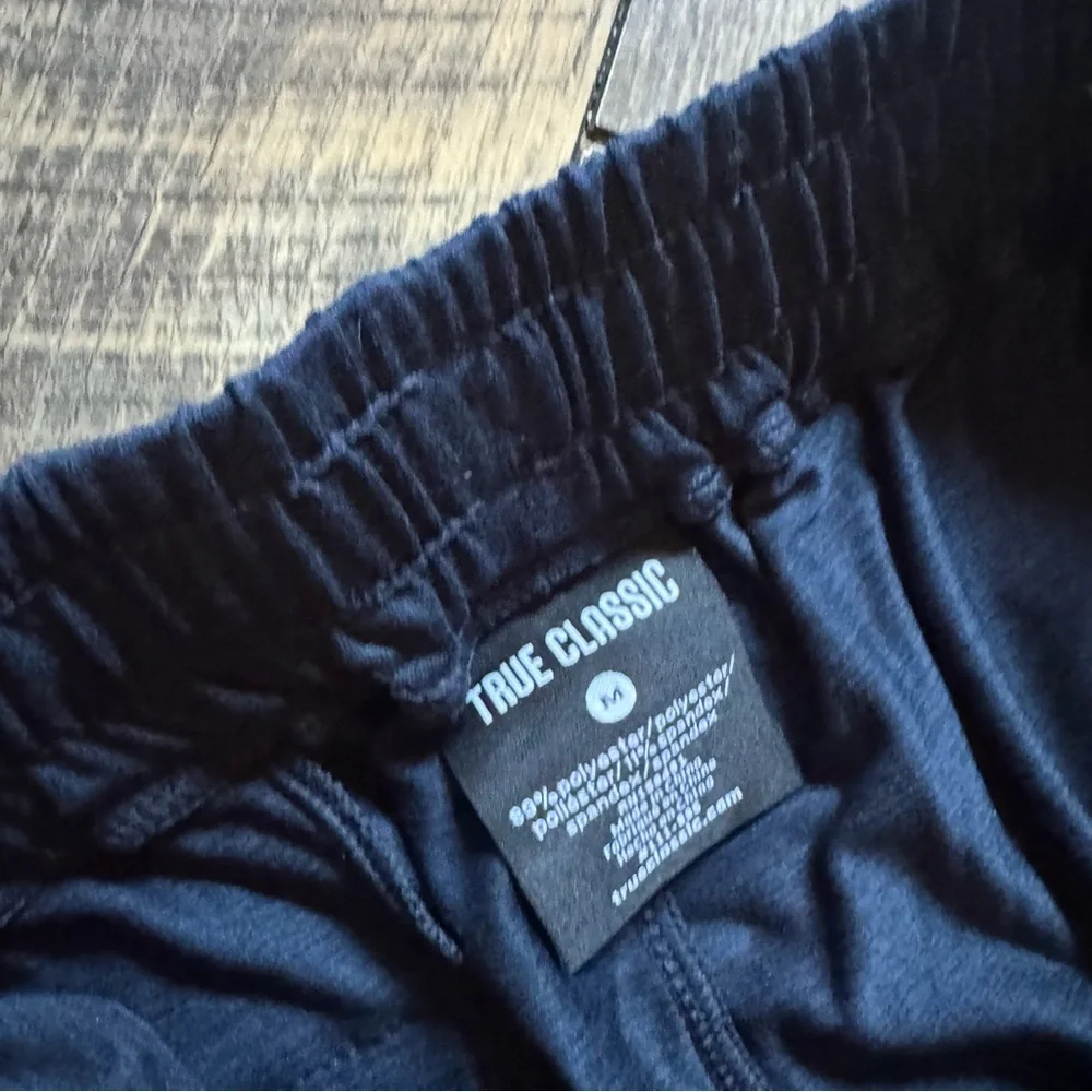 Men's Dark Blue Elastic Waist Jogger Pants with Drawstring